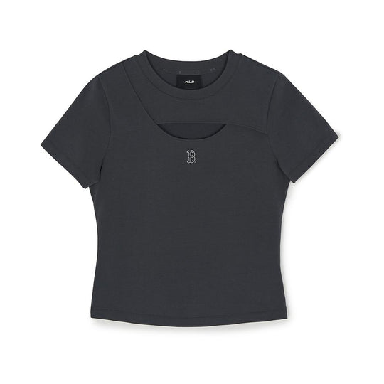 เสื้อยืด  Cut Out Detail Slim Semi Crop T-Shirts Boston Red Sox