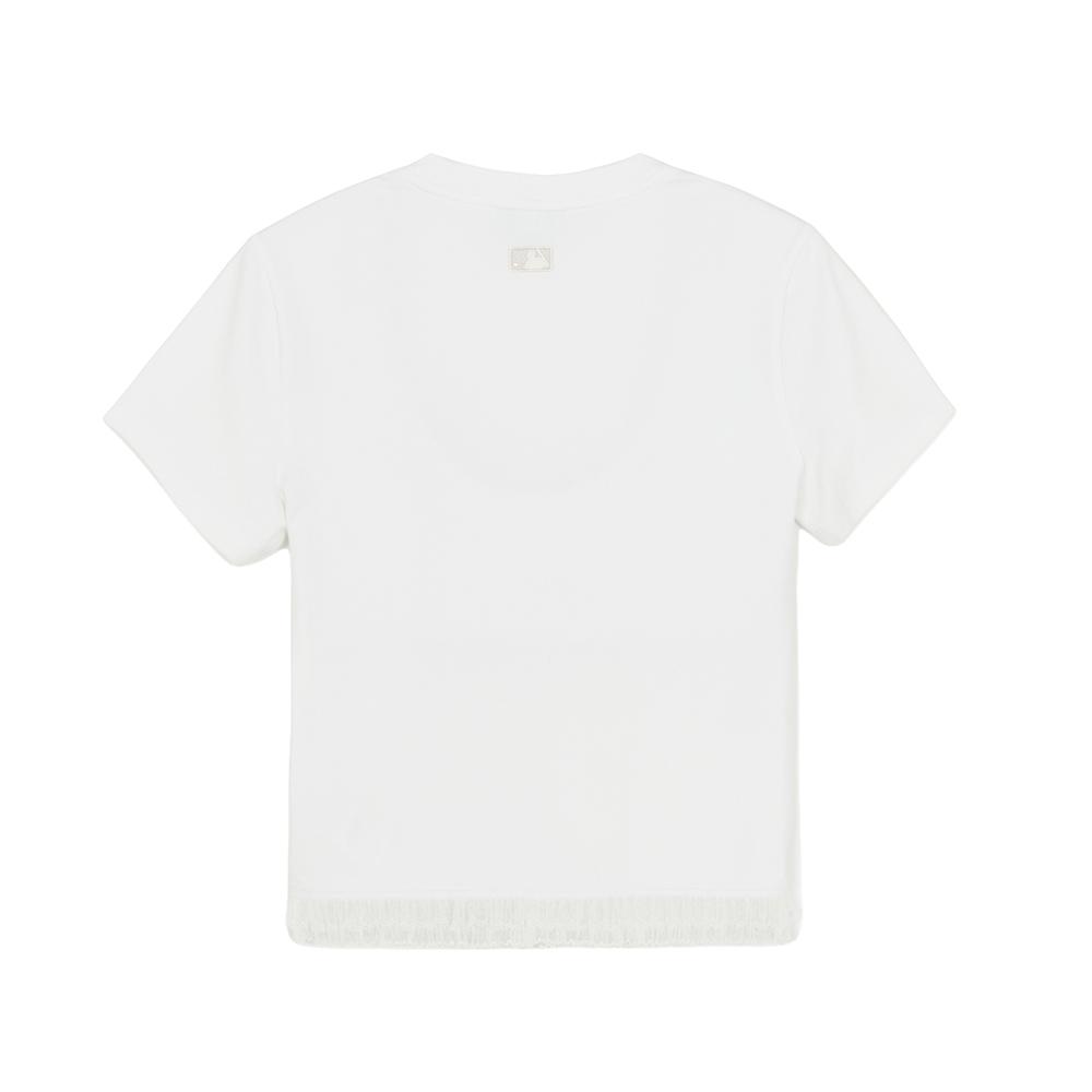 เสื้อยืด  Hem Lace Slim Semi-Crop T-Shirt New York Yankees