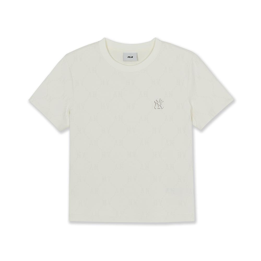 Dia Monogram Tonal Jacquard Slim Semi Crop T-Shirts New York Yankees