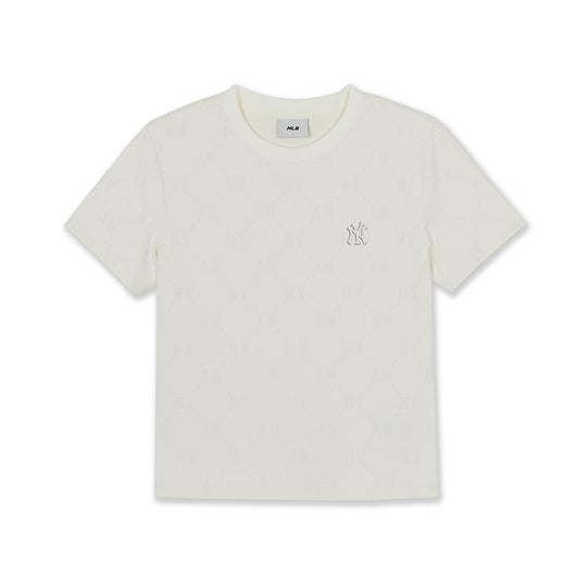 Dia Monogram Tonal Jacquard Slim Semi Crop T-Shirts New York Yankees