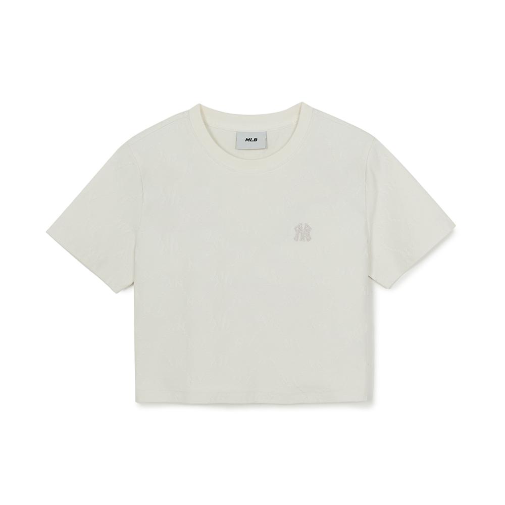 เสื้อยืด Women's Dia Monogram Tonal Jaquard Crop T-Shirts New York Yankees
