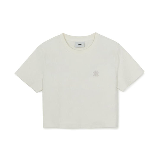 เสื้อยืด Women's Dia Monogram Tonal Jaquard Crop T-Shirts New York Yankees