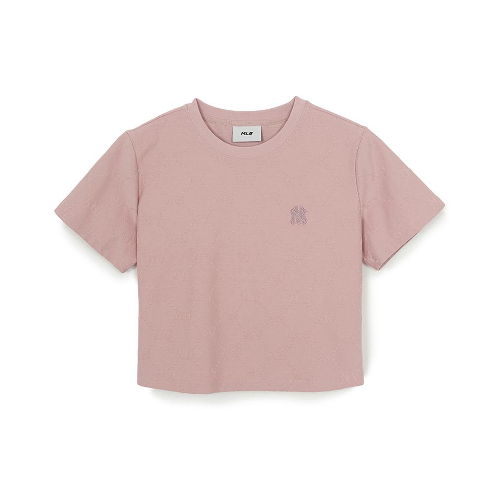เสื้อยืด Women's Dia Monogram Tonal Jaquard Crop T-Shirts New York Yankees