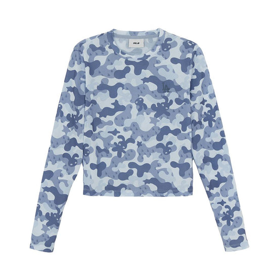 เสื้อยืดแขนยาว Women's Camo Monogram Slim Crop Long Sleeve T-Shirts Los Angeles Dodgers