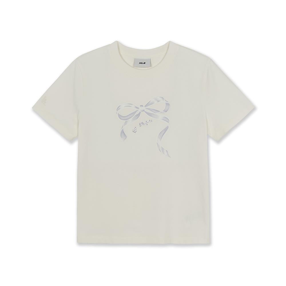 Bow Tie Graphic Slim Semi Crop T-Shirts Los Angeles Dodgers