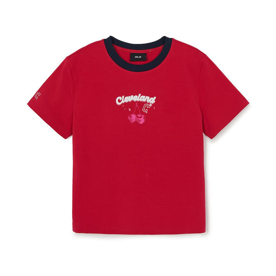 เสื้อยืด  Summer Fruits Lifestyle Slim Semi Crop Ringer T-Shirts Cleveland Guardians