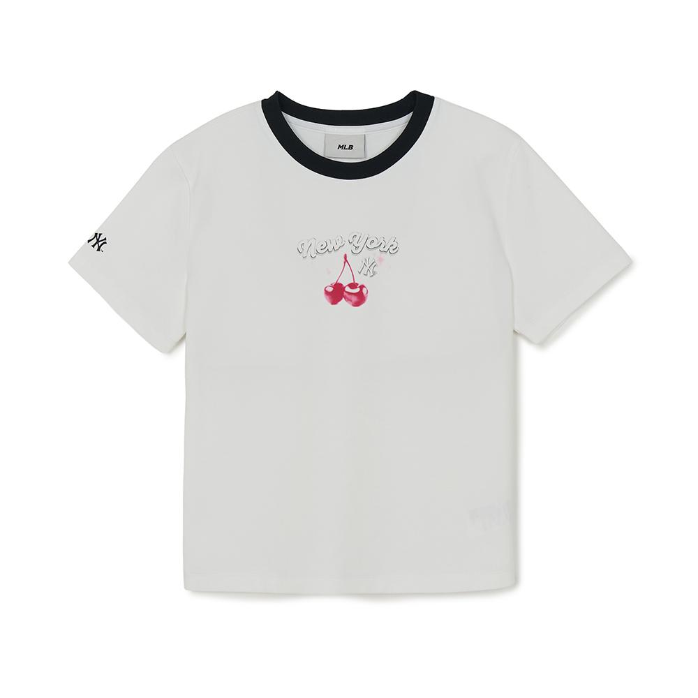 เสื้อยืด  Summer Fruits Lifestyle Slim Semi Crop Ringer T-Shirts New York Yankees