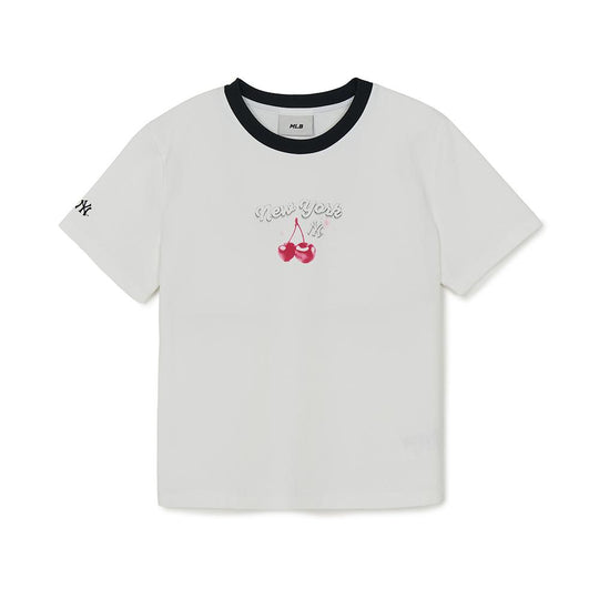 เสื้อยืด  Summer Fruits Lifestyle Slim Semi Crop Ringer T-Shirts New York Yankees