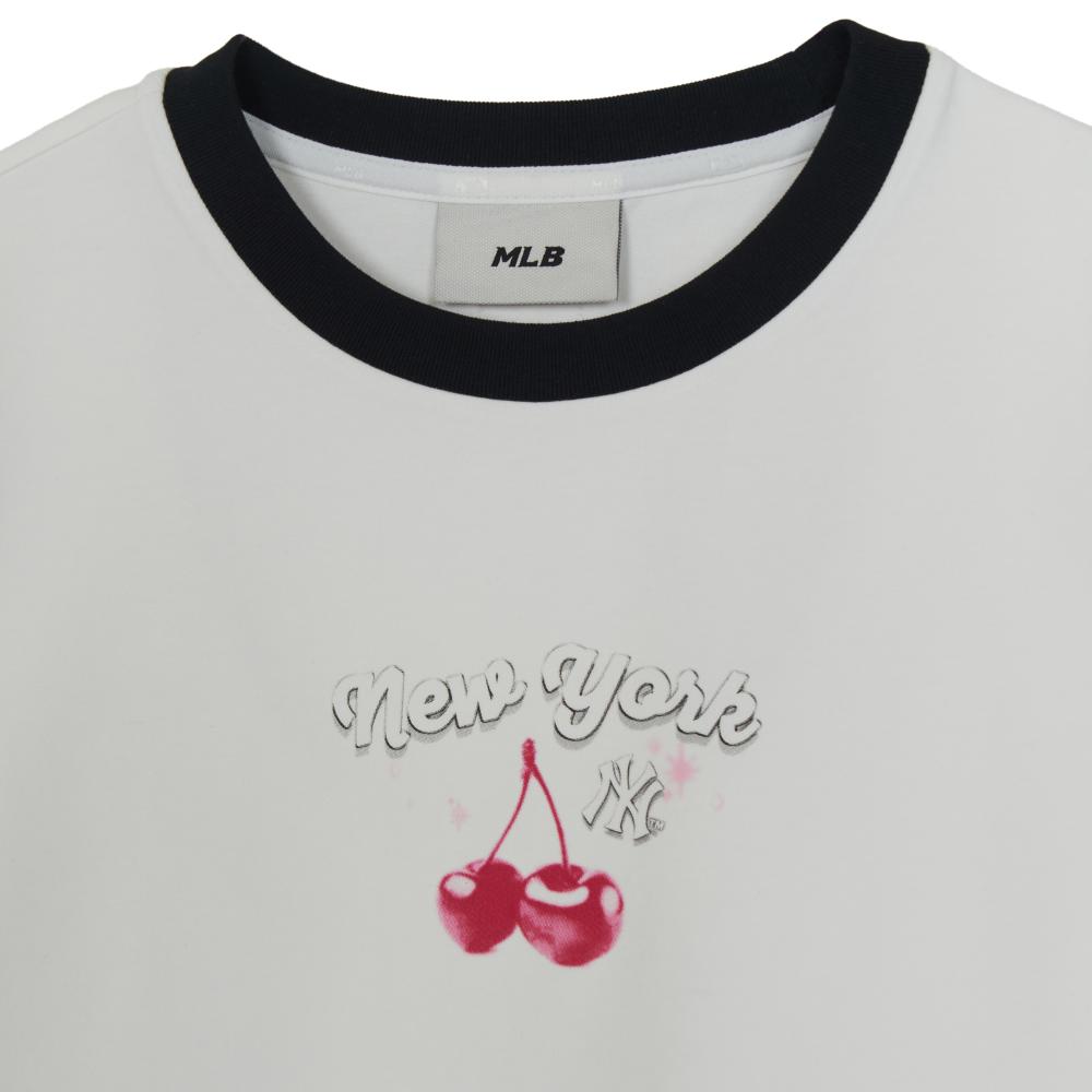 เสื้อยืด  Summer Fruits Lifestyle Slim Semi Crop Ringer T-Shirts New York Yankees