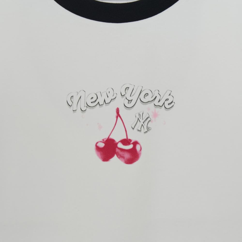 เสื้อยืด  Summer Fruits Lifestyle Slim Semi Crop Ringer T-Shirts New York Yankees