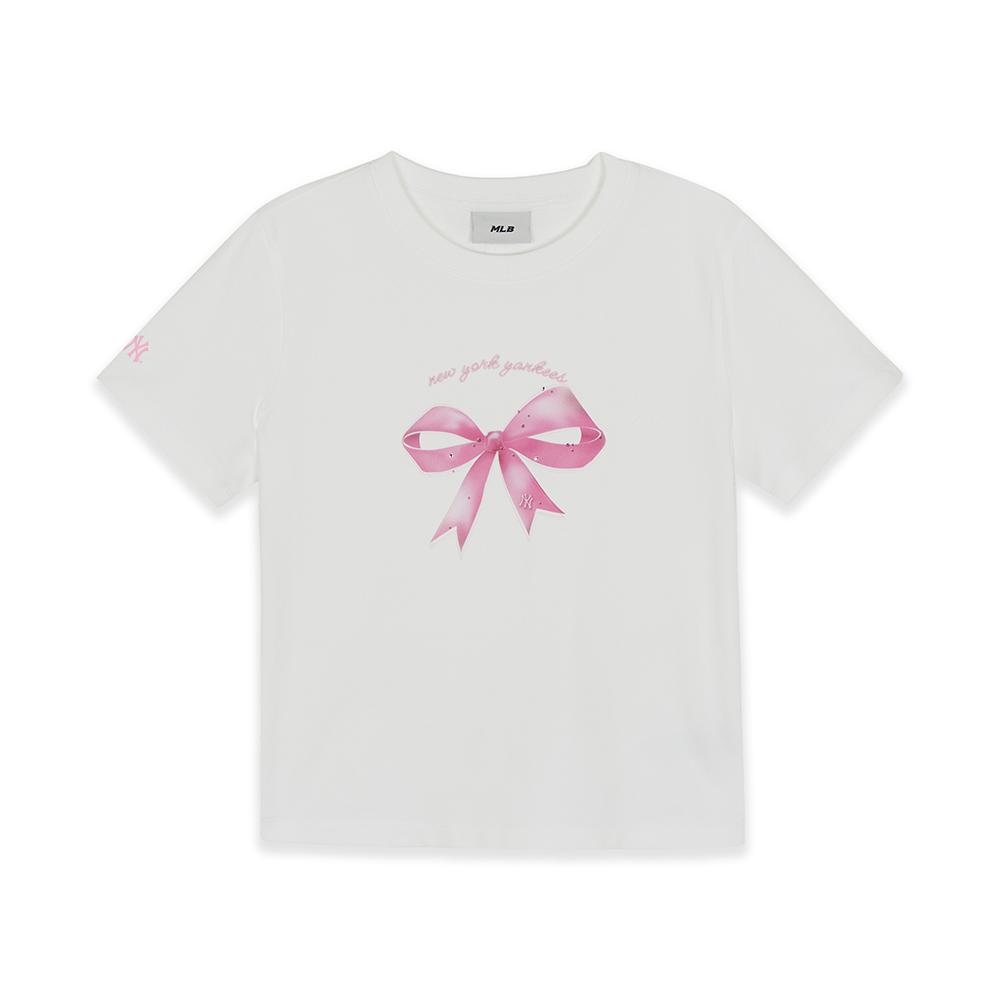 Bow Tie Graphic Slim Semi Crop T-Shirts New York Yankees