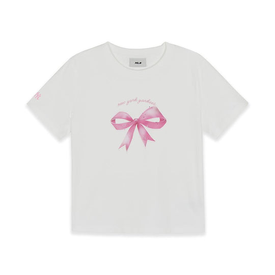 เสื้อยืด  Bow Tie Graphic Slim Semi Crop T-Shirts New York Yankees