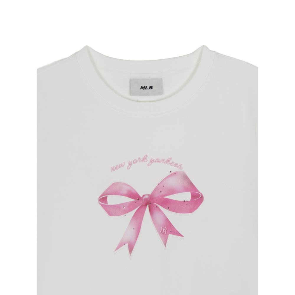 Bow Tie Graphic Slim Semi Crop T-Shirts New York Yankees