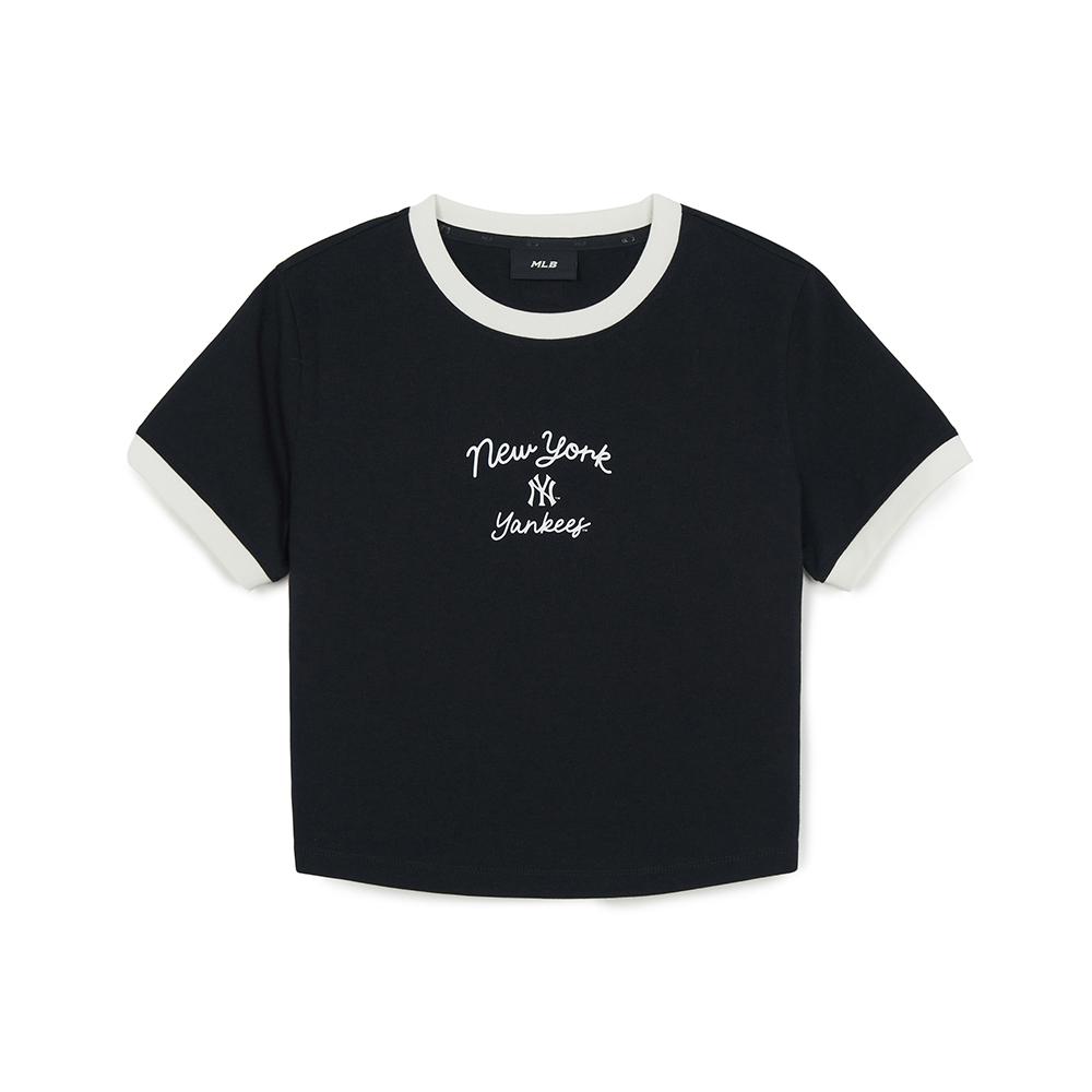 Sportive Cursive Ringer Crop T-Shirts New York Yankees