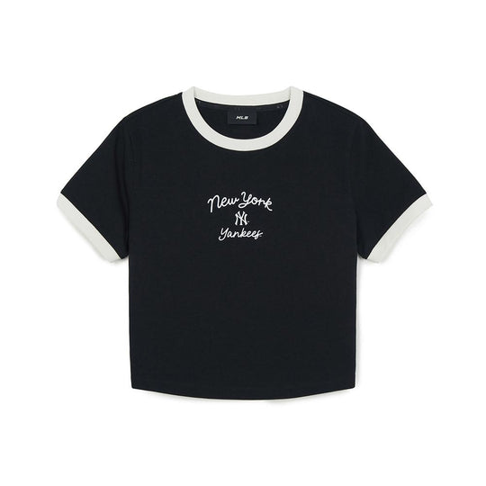เสื้อยืด  Sportive Cursive Ringer Crop T-Shirts New York Yankees