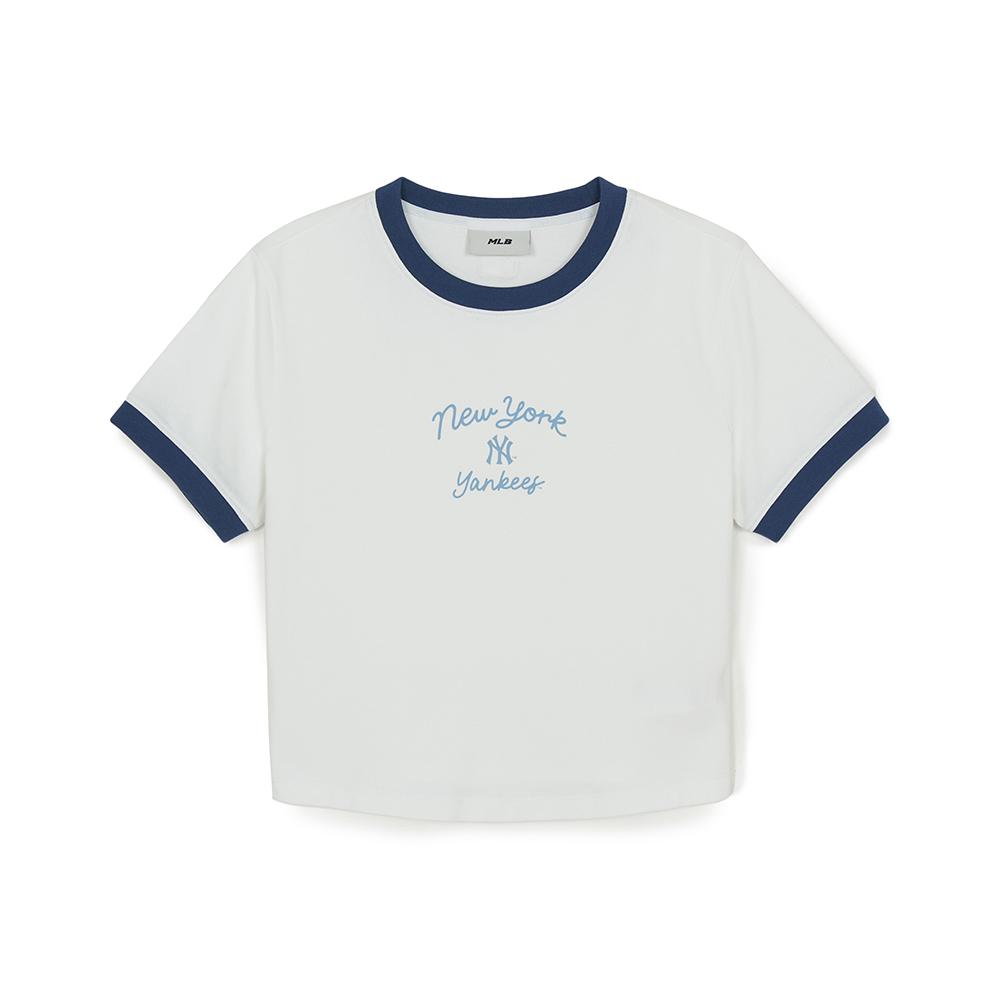 เสื้อยืด  Sportive Cursive Ringer Crop T-Shirts New York Yankees