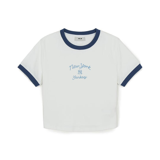 เสื้อยืด  Sportive Cursive Ringer Crop T-Shirts New York Yankees