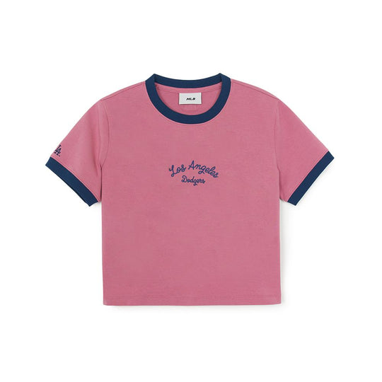 เสื้อครอป Women'S Varsity Ringer Slim Fit Crop T-Shirts Los Angeles Dodgers