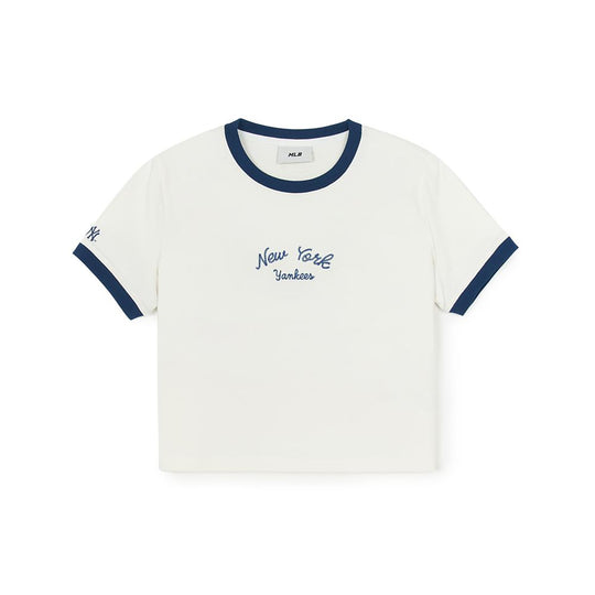 เสื้อครอป Women'S Varsity Ringer Slim Fit Crop T-Shirts New York Yankees