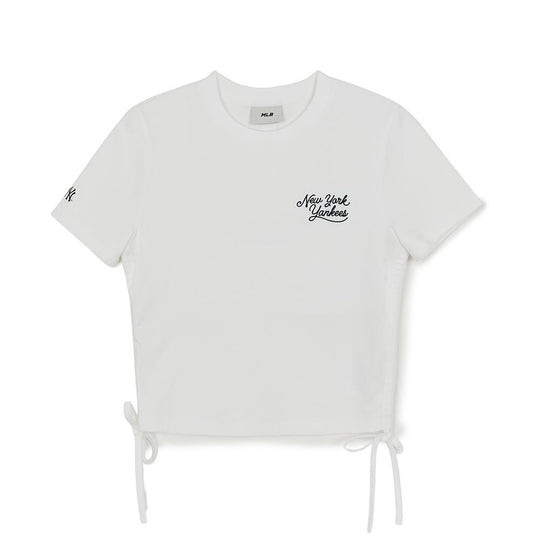 เสื้อยืด  Varsity Lettering Slim Crop Side Shirring T-Shirts New York Yankees