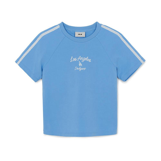 เสื้อยืด  Varsity Lace Track Slim Semi Crop T-Shirts Los Angeles Dodgers