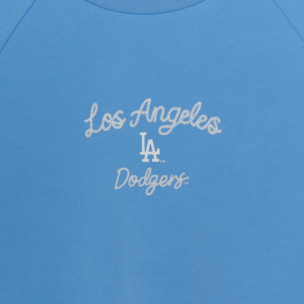 เสื้อยืด  Varsity Lace Track Slim Semi Crop T-Shirts Los Angeles Dodgers