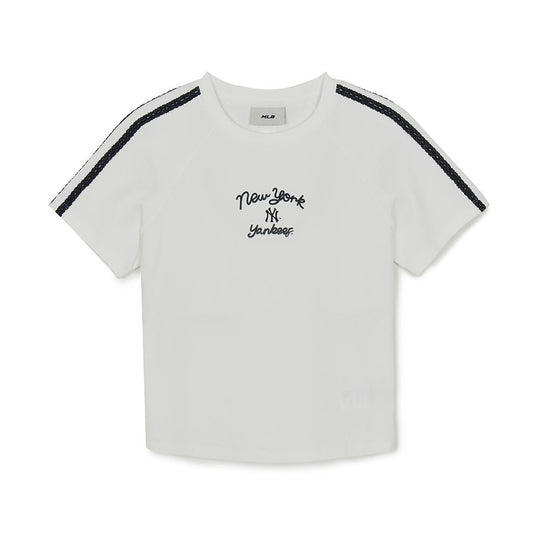 เสื้อยืด  Varsity Lace Track Slim Semi Crop T-Shirts New York Yankees