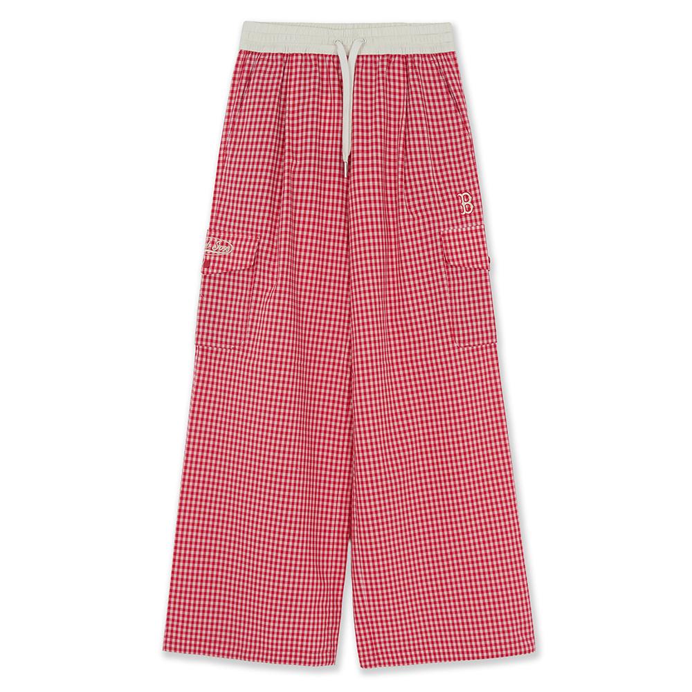 Cotton Check Layered Cargo Wide Pants Boston Red Sox