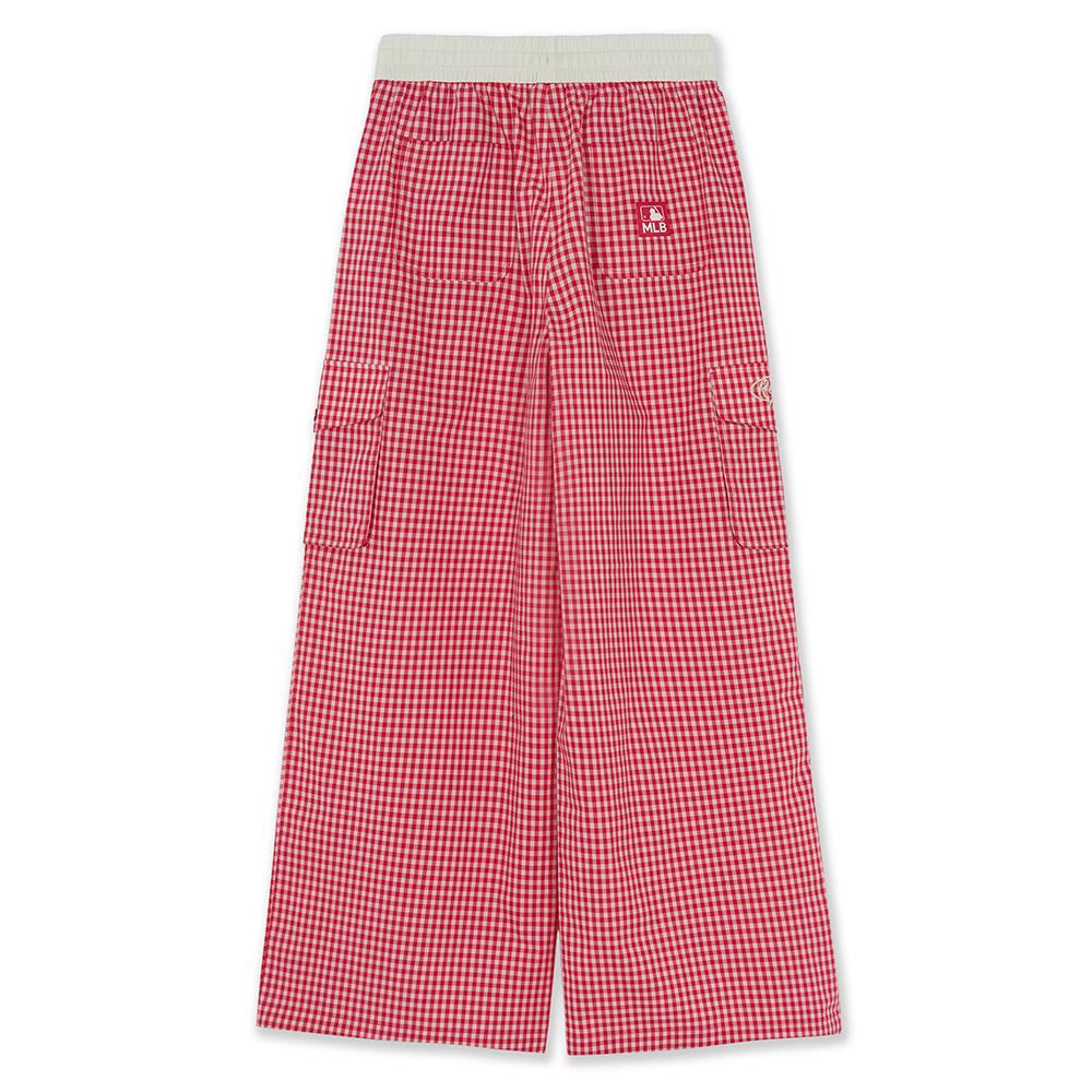 Cotton Check Layered Cargo Wide Pants Boston Red Sox