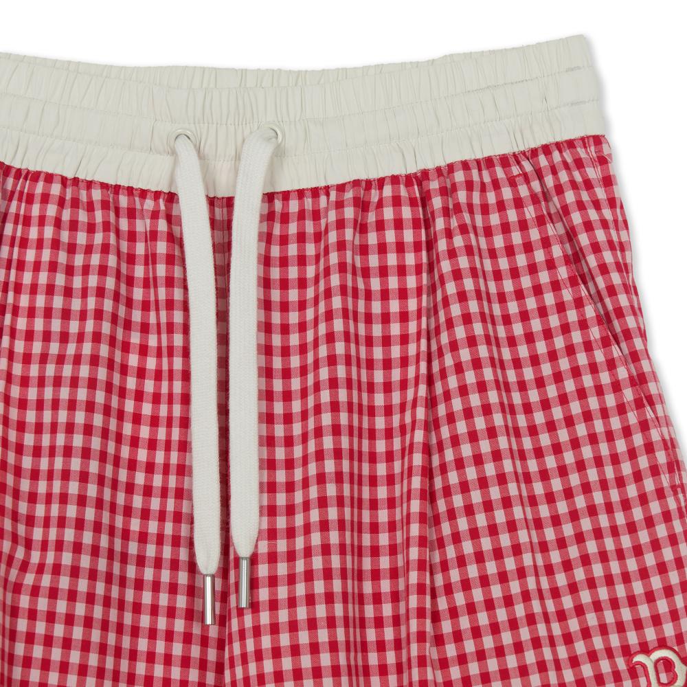Cotton Check Layered Cargo Wide Pants Boston Red Sox