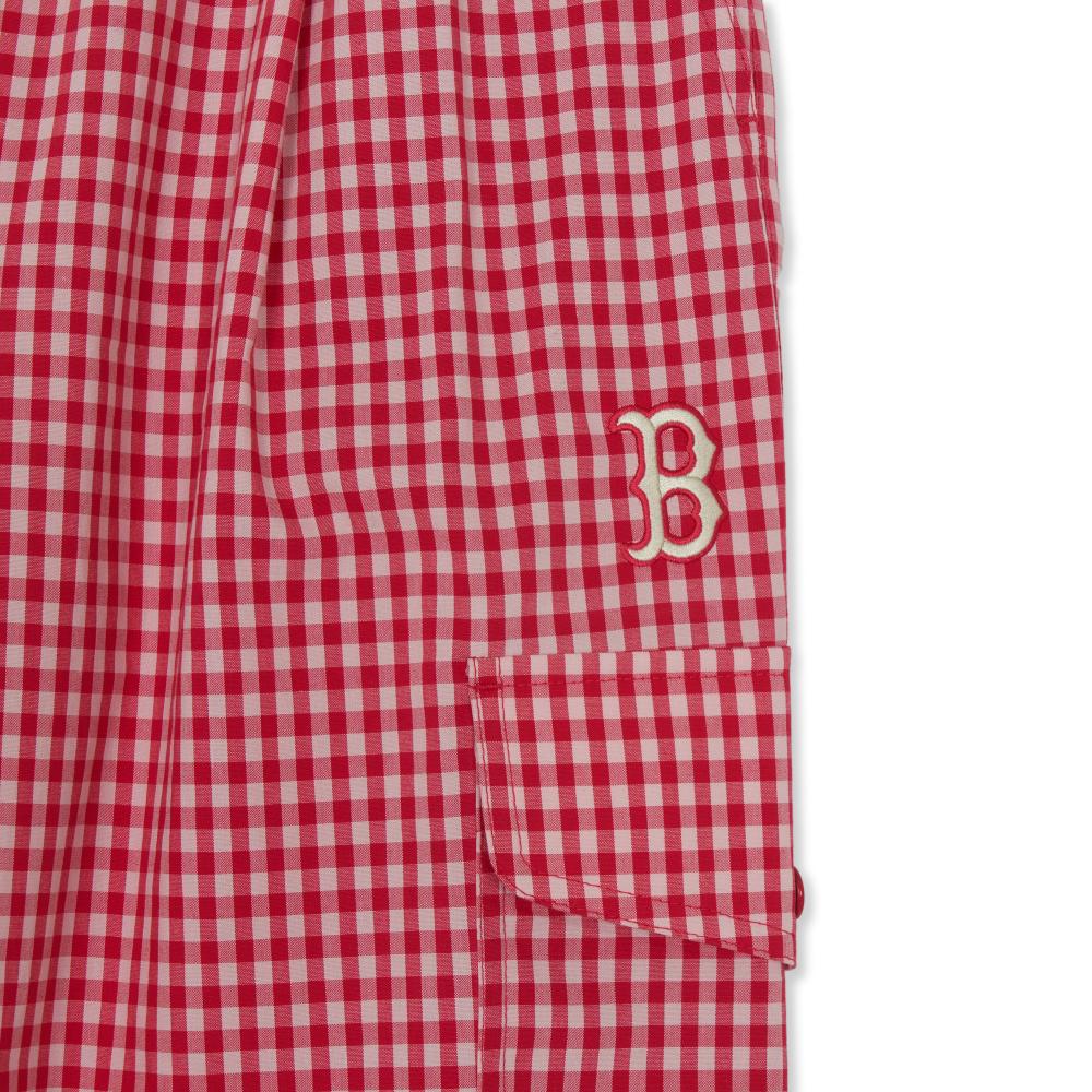 Cotton Check Layered Cargo Wide Pants Boston Red Sox