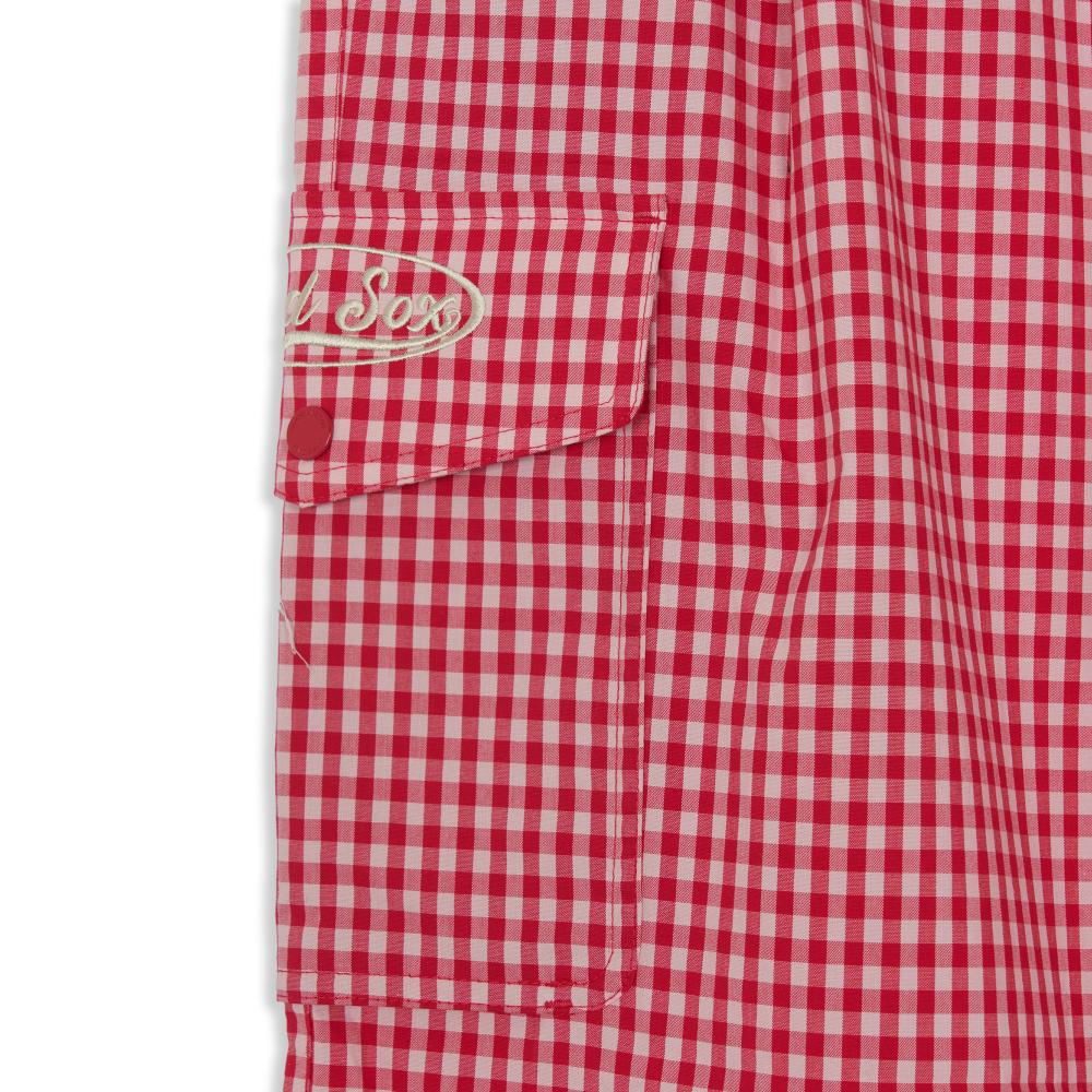 Cotton Check Layered Cargo Wide Pants Boston Red Sox