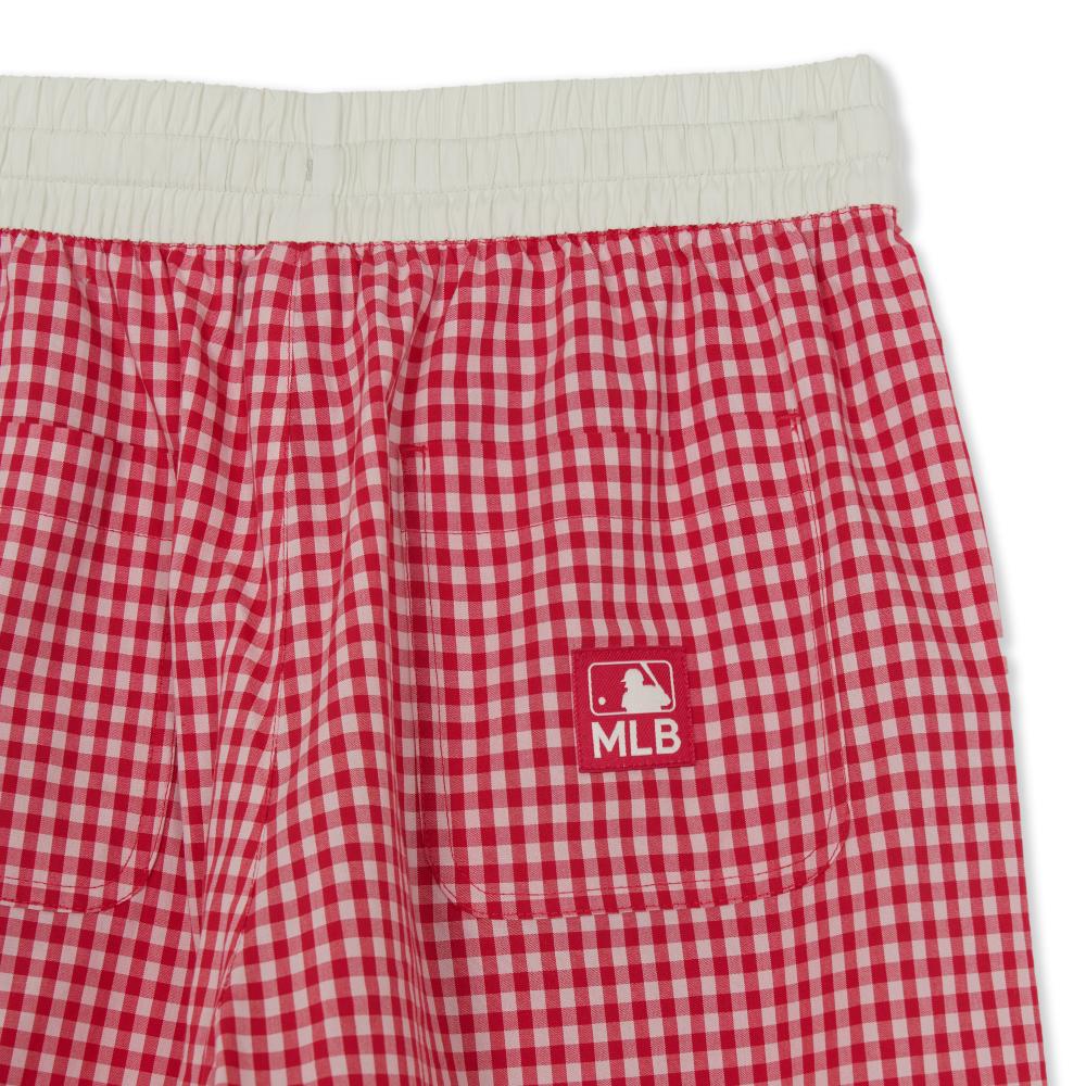 Cotton Check Layered Cargo Wide Pants Boston Red Sox