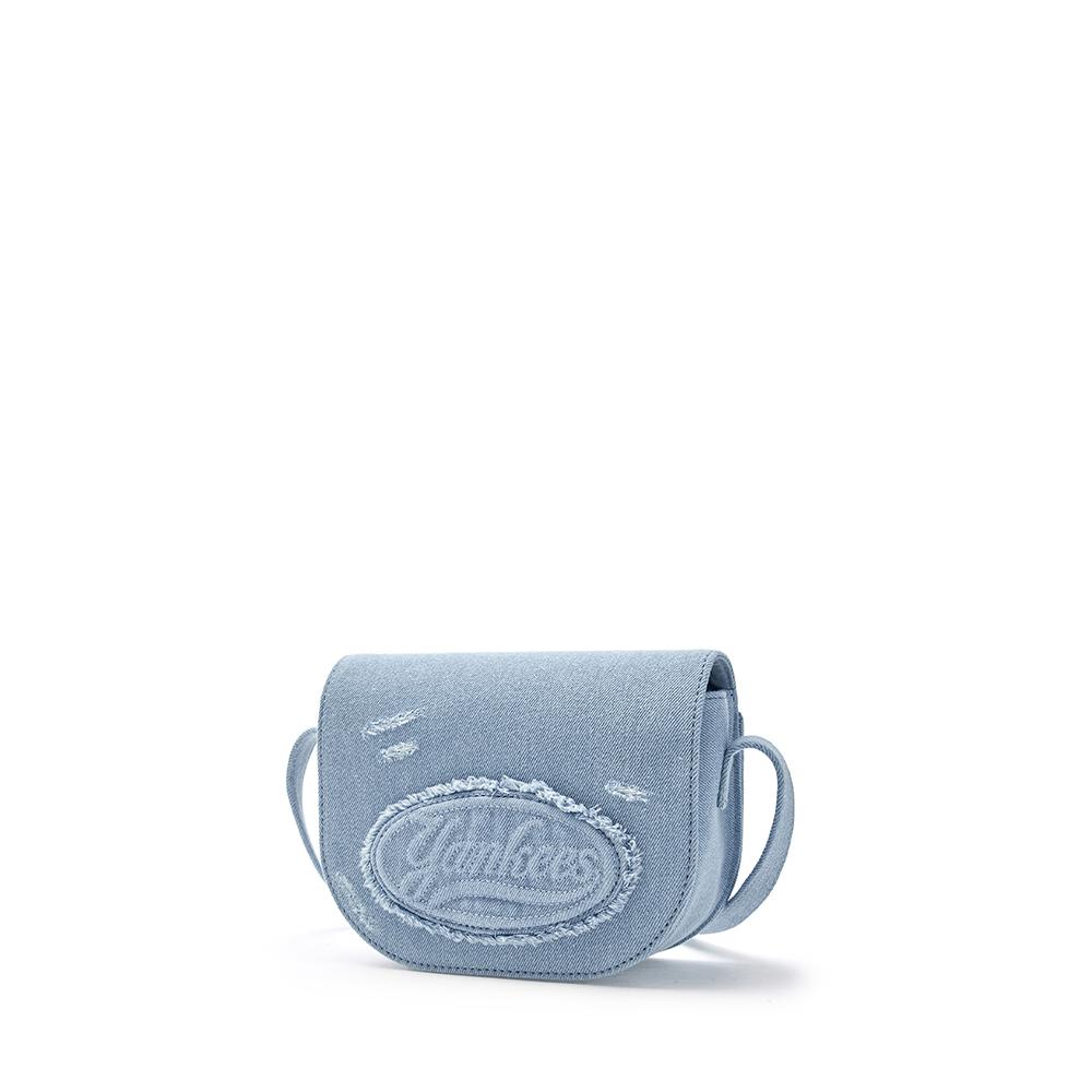Lettering Logo Vintage Denim Crossbody Bag New York Yankees