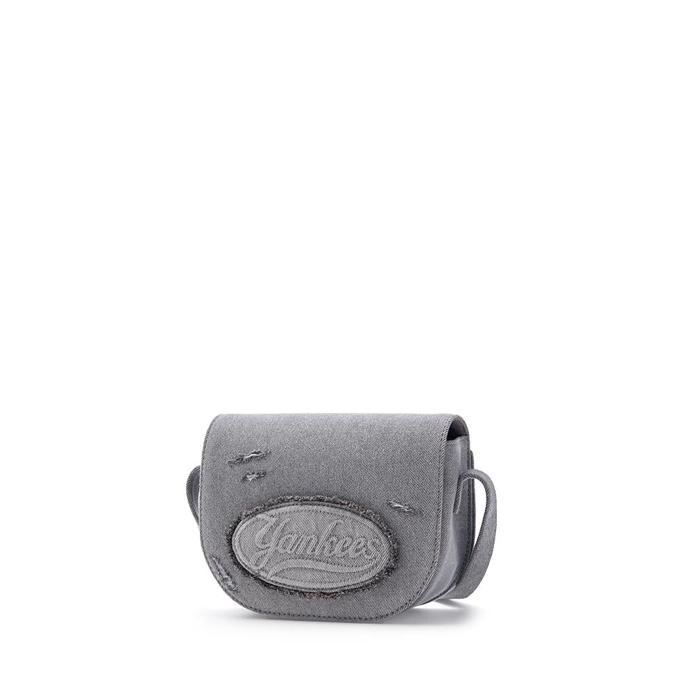 Lettering Logo Vintage Denim Crossbody Bag New York Yankees