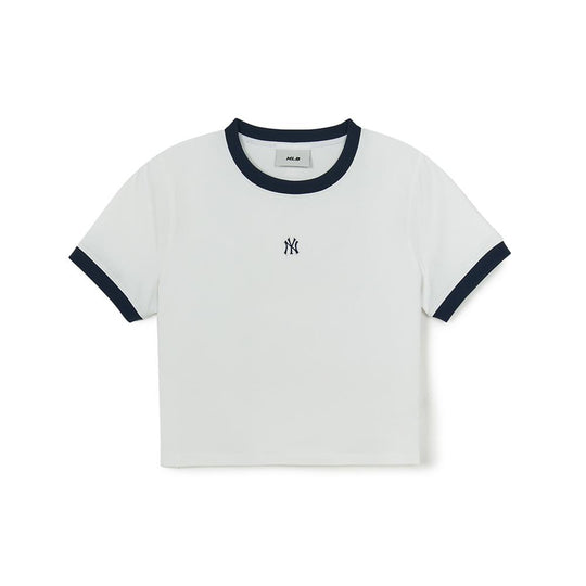 เสื้อยืด Women'S Ringer Slim Crop T-Shirts New York Yankees